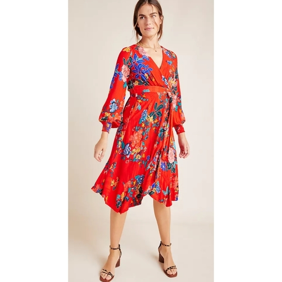 Anthropologie Boswell Textured Wrap Dress Size 0 - Picture 1 of 10